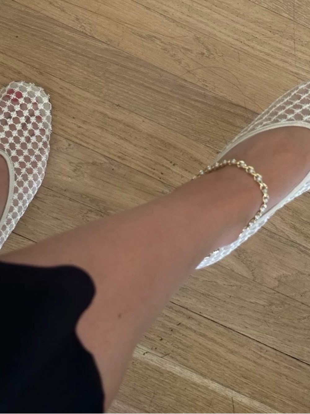 J. Crew Cream Lace Ballet Flats with Gold Chain Anklet - Picture 5 of 9